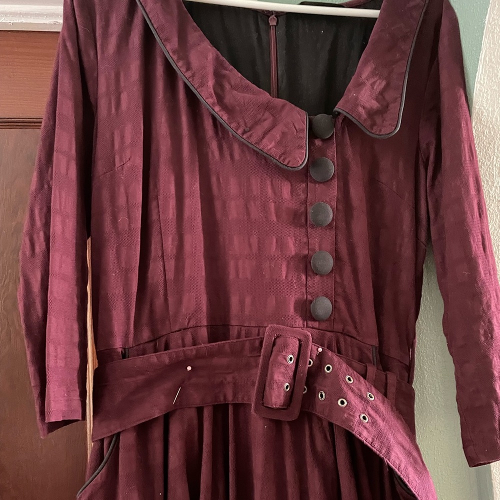 Eshakti purple asymmetrical collar vintage style dress